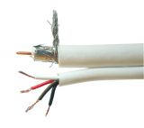 Coaxial cable, copper, white, 4 power wires