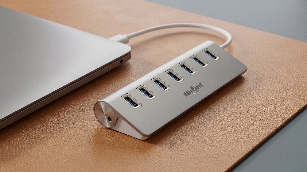 USB хъб 7 порта, USB 3.0, 5 Gbit/s, KOM1091, Rebel