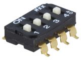 Slide switch with 4 positions, model JS0204AP4-S