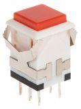 Button switch, button, OFF-ON, 3A/250VAC, DPDT, square