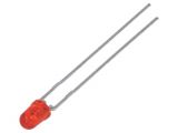 LED диод, червен, 3mm, 8.6~30mcd, 10mA, 45°, THT