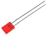 LED диод, червен, 5x2mm, 40~80mcd, 20mA, 110°, плосък, THT