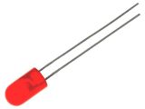 LED диод, червен, 5mm, 8~30mcd, 20mA, 60°, THT