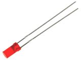 LED диод, червен, 3mm, 40~100mcd, 20mA, 100°, THT
