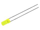 LED diode, yellow, 3mm, 1~4mcd, 20mA, 100°, THT