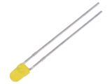 LED diode, yellow, 3mm, 0.7~1.5mcd, 2mA, 50°, THT