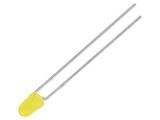 LED diode, yellow, 3mm, 70~150mcd, 20mA, 40°, THT