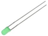 LED diode, green, 3mm, 8~32mcd, 20mA, 60°, THT