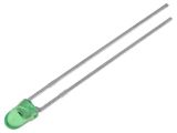 LED diode, green, 3mm, 20~60mcd, 20mA, 50°, THT