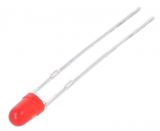 LED диод, червен, 3mm, 1.3~5mcd, 20mA, 60°, THT 142936