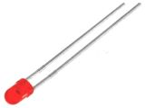 LED diode, red, 3mm, 20~125mcd, 20mA, 50°, THT
