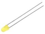 LED diode, yellow, 3mm, 110~250mcd, 20mA, 60°, THT