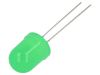 LED diode, green, 10mm, 70~90mcd, 20mA, 60°, THT