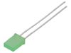LED diode, green, 5x2mm, 10~15mcd, 20mA, 146°, flat, THT