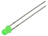 LED diode, green, 3mm, 4~11mcd, 20mA, 34°, THT