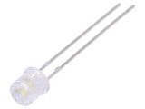 LED диод, студено бял, 5mm, 1000~1700mcd, 20mA, 100°, THT