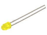 LED diode, yellow, 3mm, 180~880mcd, 20mA, 50°, THT