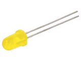 LED диод, жълт, 5mm, 140~380mcd, 20mA, 50°, THT