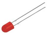 LED diode, red, 5.1x4.3mm, 750~1560mcd, 20mA, 100/40°, convex, THT