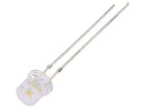 LED diode, warm white, 5mm, 1120~1560mcd, 20mA, 140°, THT