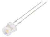 LED diode, warm white, 5mm, 2180~2500mcd, 20mA, 140°, THT