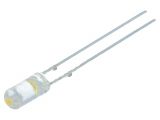 LED diode, warm white, 3mm, 750~1120mcd, 20mA, 110°, THT