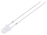 LED diode, warm white, 3mm, 1120~1560mcd, 20mA, 70°, THT