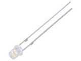 LED diode, warm white, 3mm, 1120~1560mcd, 20mA, 140°, THT