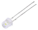 LED диод, студено бял, 5mm, 500~1120mcd, 20mA, 140°, THT