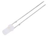 LED diode, cool white, 3mm, 1120~1560mcd, 20mA, 140°, THT