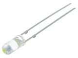 LED diode, cool white, 3mm, 1120~1560mcd, 20mA, 110°, THT