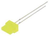 LED диод, жълт, 1.8x7.05mm, 150~220mcd, 20mA, 30°, плосък, THT