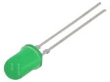 LED diode, green, 5mm, 1.6~10mcd, 20mA, 30°, THT