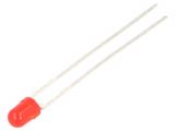 LED diode, red, 3mm, 6.3~15mcd, 10mA, 60°, THT