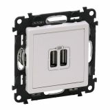 Socket, dual, 2xUSB-А, 2.4A, 12W, for built-in, color white, Legrand, Valena Life, 753112