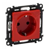 Single power socket, 16A, 250VAC, red, for built-in, schuko, 753129