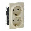 Double power socket, 16A, 250VAC, cream, for built-in, schuko, 753226