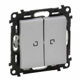 2-gang one-way switch, built-in, 10A, 250VAC, aluminium, with LED, 752328