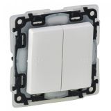 2-gang one-way switch, built-in, 10A, 250VAC, white, IP44, 752158