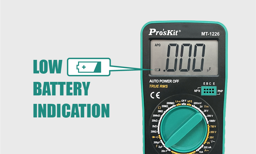 Мултицет MT-1226, LCD, Vdc, Vac, Adc, Aac, Ohm, True RMS, PRO'S KIT
