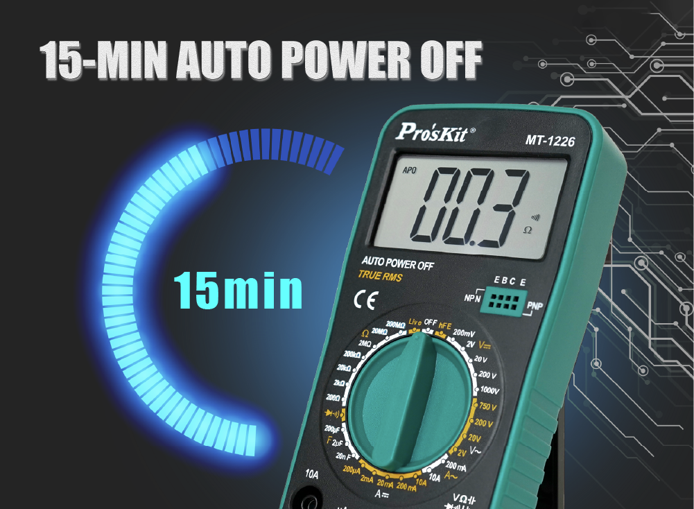 Мултицет MT-1226, LCD, Vdc, Vac, Adc, Aac, Ohm, True RMS, PRO'S KIT