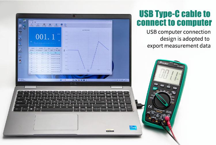 Multiset MT-1820N with USB, True RMS, Vdc, Vac, Adc, Aac, Ohm, F,Hz, °C, PRO'S KIT