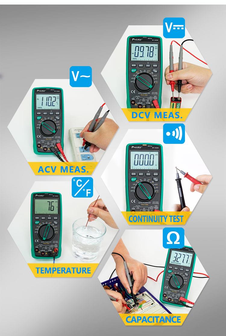 Multiset MT-1820N with USB, True RMS, Vdc, Vac, Adc, Aac, Ohm, F,Hz, °C, PRO'S KIT