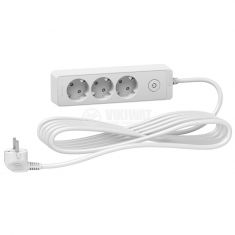 3-way Power Socket Strip illuminated switch 5m cable