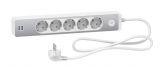 5-way Power Socket Strip, 2xUSB,  illuminated switch, 1.5m cable, white, Unica, Schneider, ST945U1WA