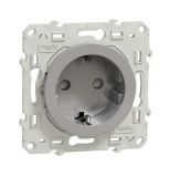 Single socket outlet, 16A, 250VAC, aluminium, for built-in, schuko, Odace, S530057