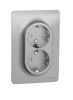 Double socket outlet, 16A, 250VAC, aluminium, for built-in, schuko, Unica, NU206730 
