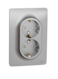 Double socket outlet, 16A, 250VAC, aluminium, for built-in, schuko, New Unica, NU206730