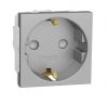 Single socket outlet, 16A, 250VAC, aluminium, for built-in, schuko, Unica, NU303730 
