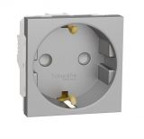 Single socket outlet, 16A, 250VAC, aluminium, for built-in, schuko, New Unica, NU303730